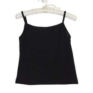 Maldita Womens Black‎ Knit Square Neck Spaghetti Strap Camisole Top Size S Y2K